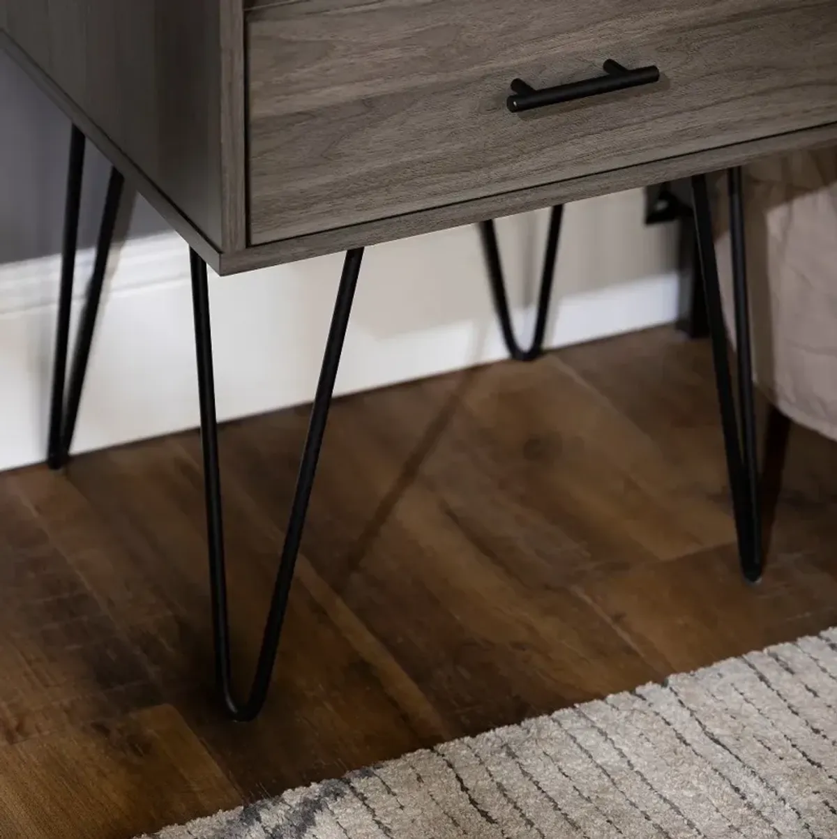 Gray Hairpin Leg Nightstand - Walker Edison