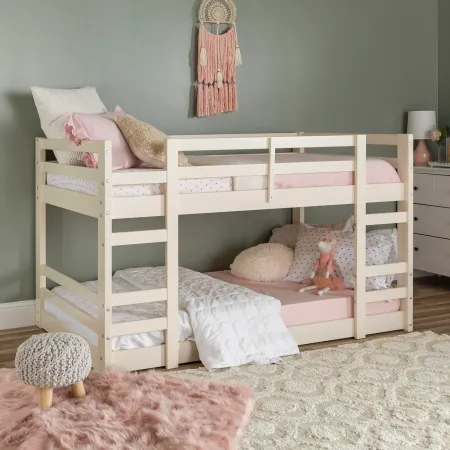 White Low Twin-over-Twin Bunk Bed - Walker Edison