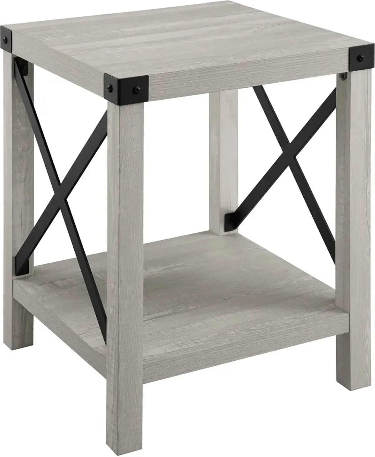 Metal X Stone Gray Modern Farmhouse End Table - Walker Edison