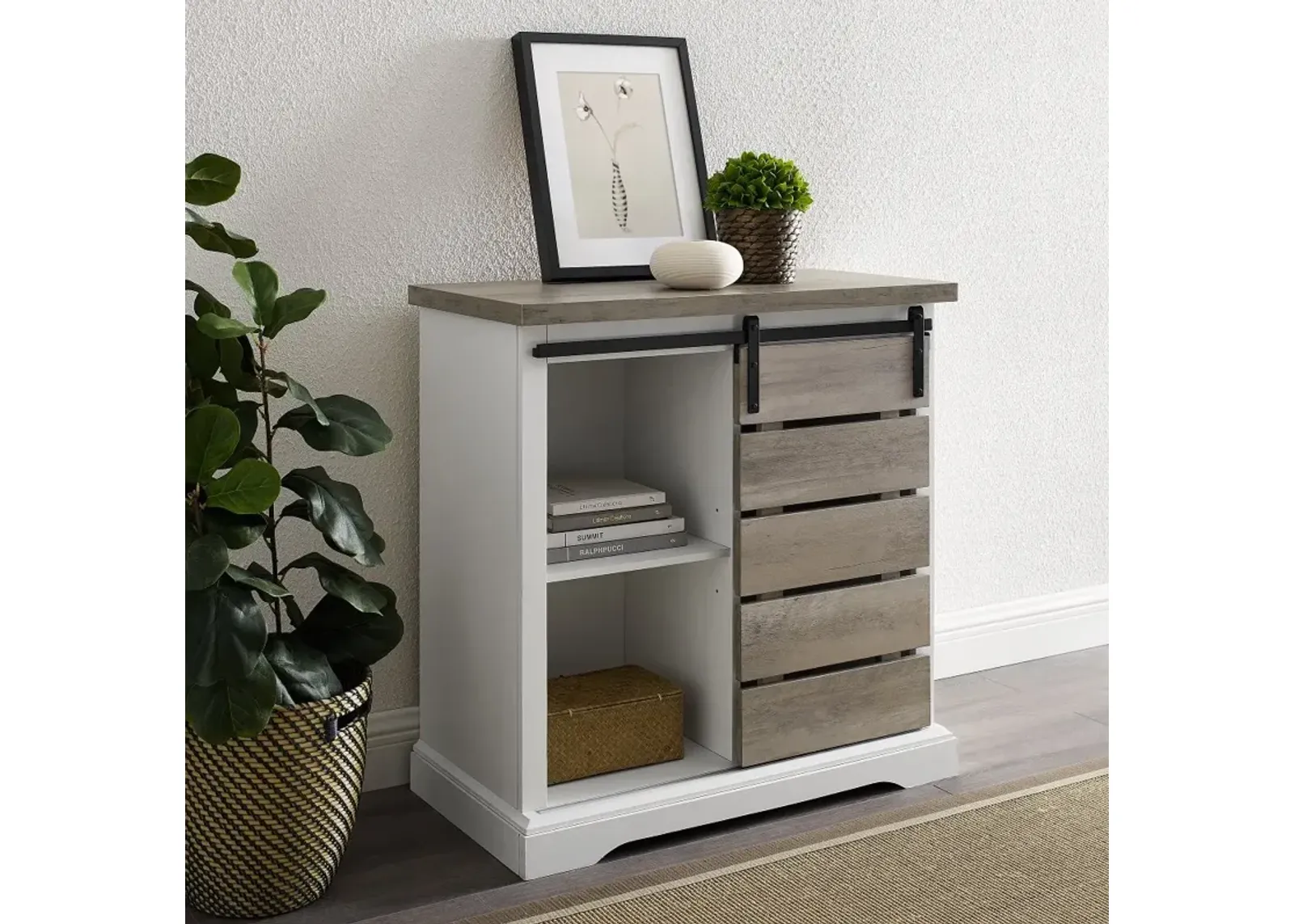 Alba White and Gray 32 Inch Rustic Buffet - Walker Edison