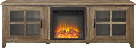 Fallon Rustic Oak 70" Fireplace TV Stand - Walker Edison