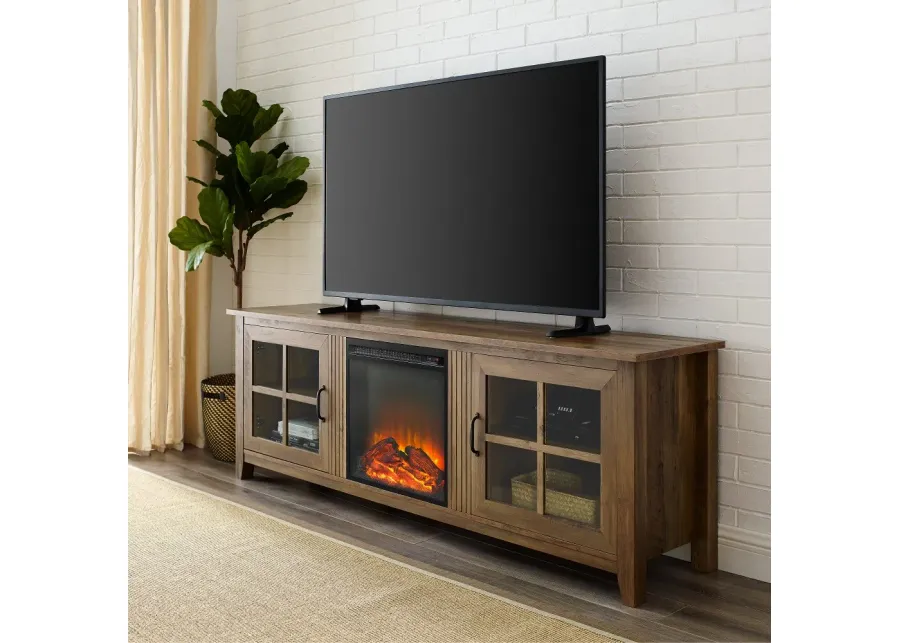 Fallon Rustic Oak 70" Fireplace TV Stand - Walker Edison