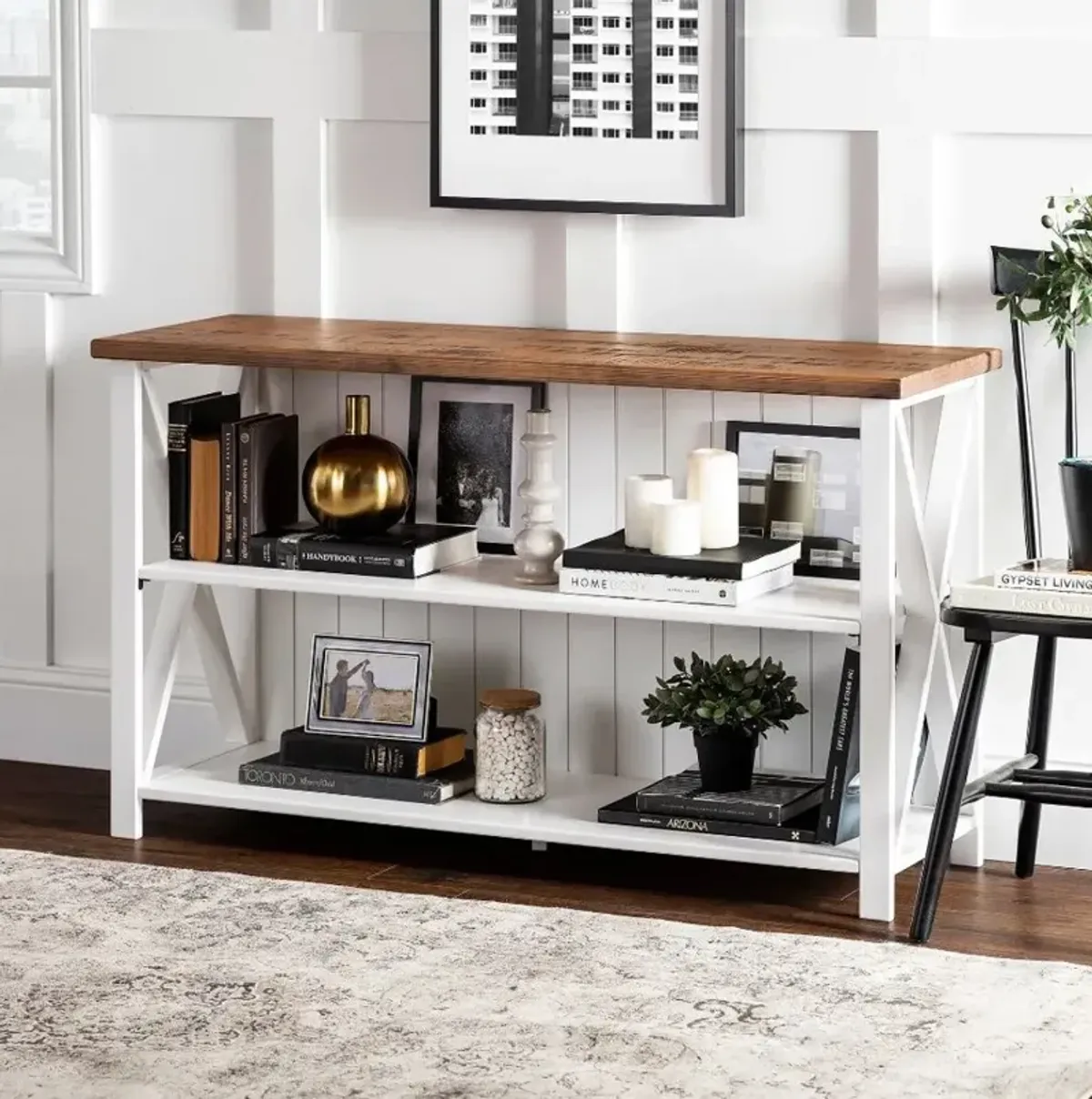 Efron White and Wood 52 Inch Storage Console - Walker Edison