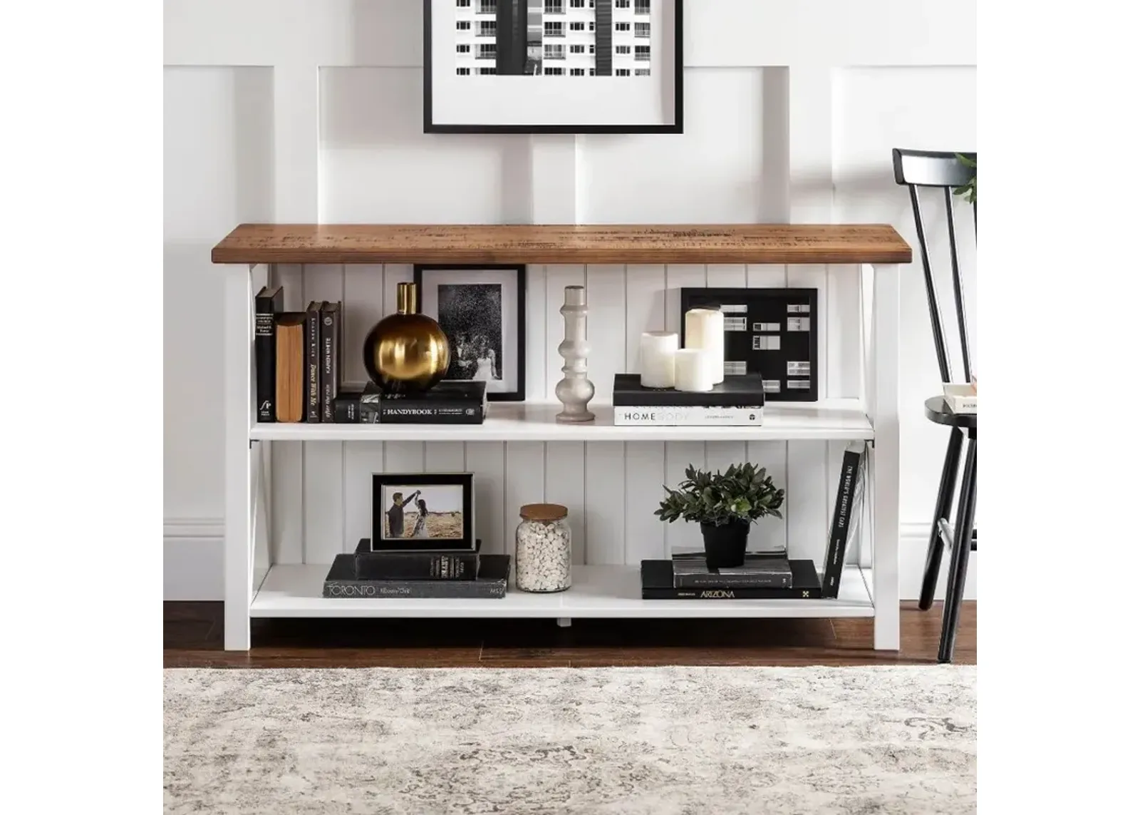 Efron White and Wood 52 Inch Storage Console - Walker Edison