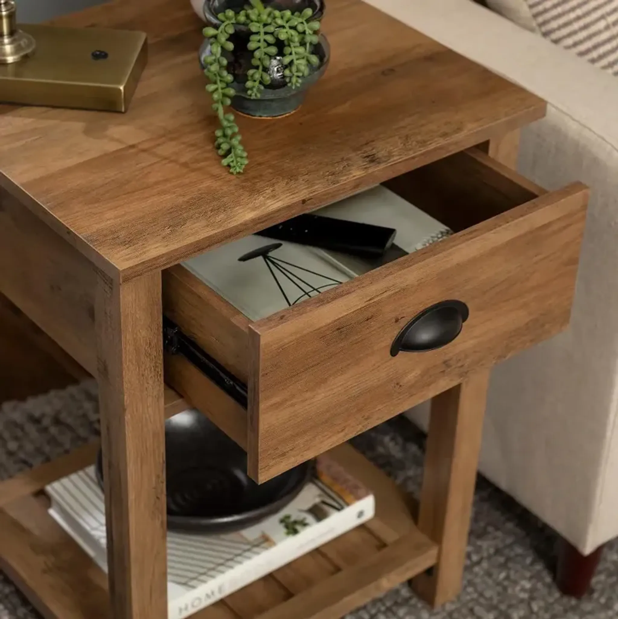 Connor Barnwood Single Drawer Side Table Walker Edison Rc Willey ...