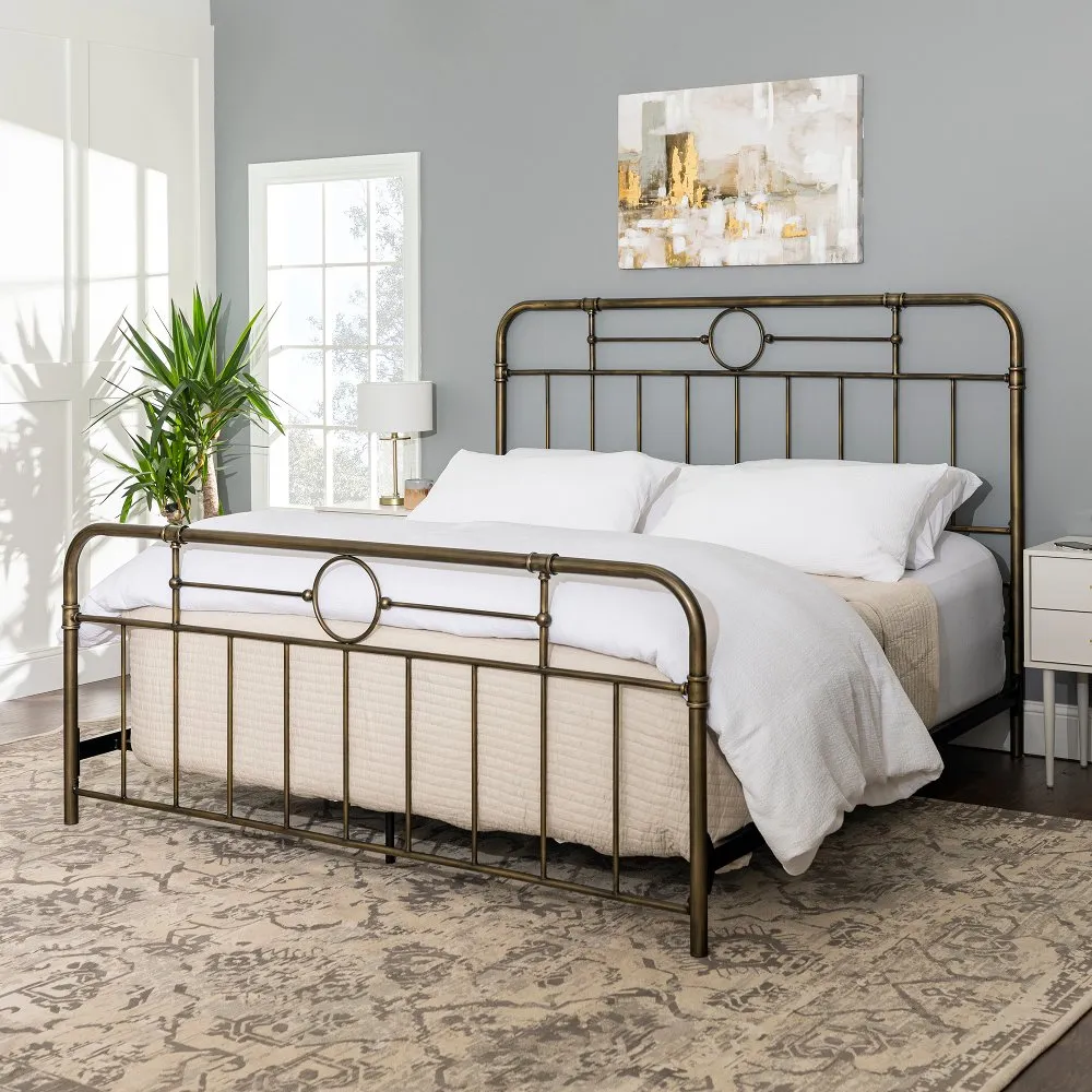 Farmhouse Bronze Metal Pipe King Bed - Walker Edison