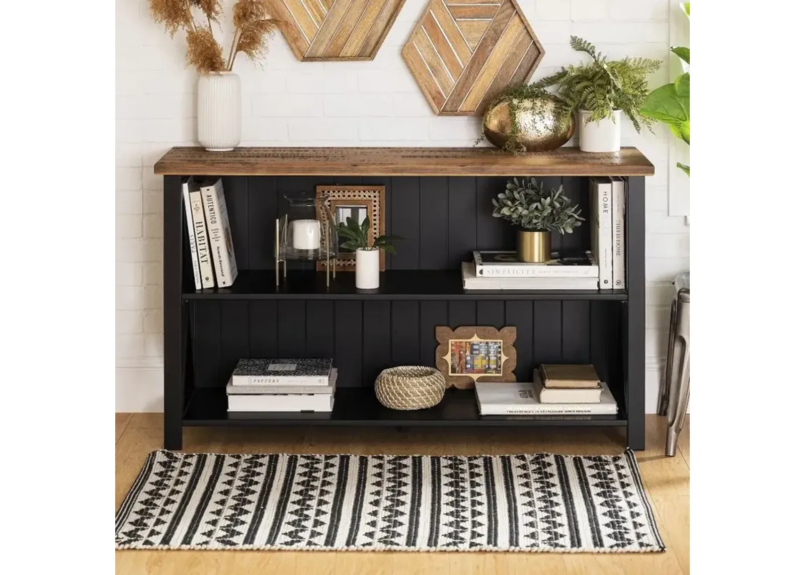 Efron Black and Wood 52 Inch Storage Console