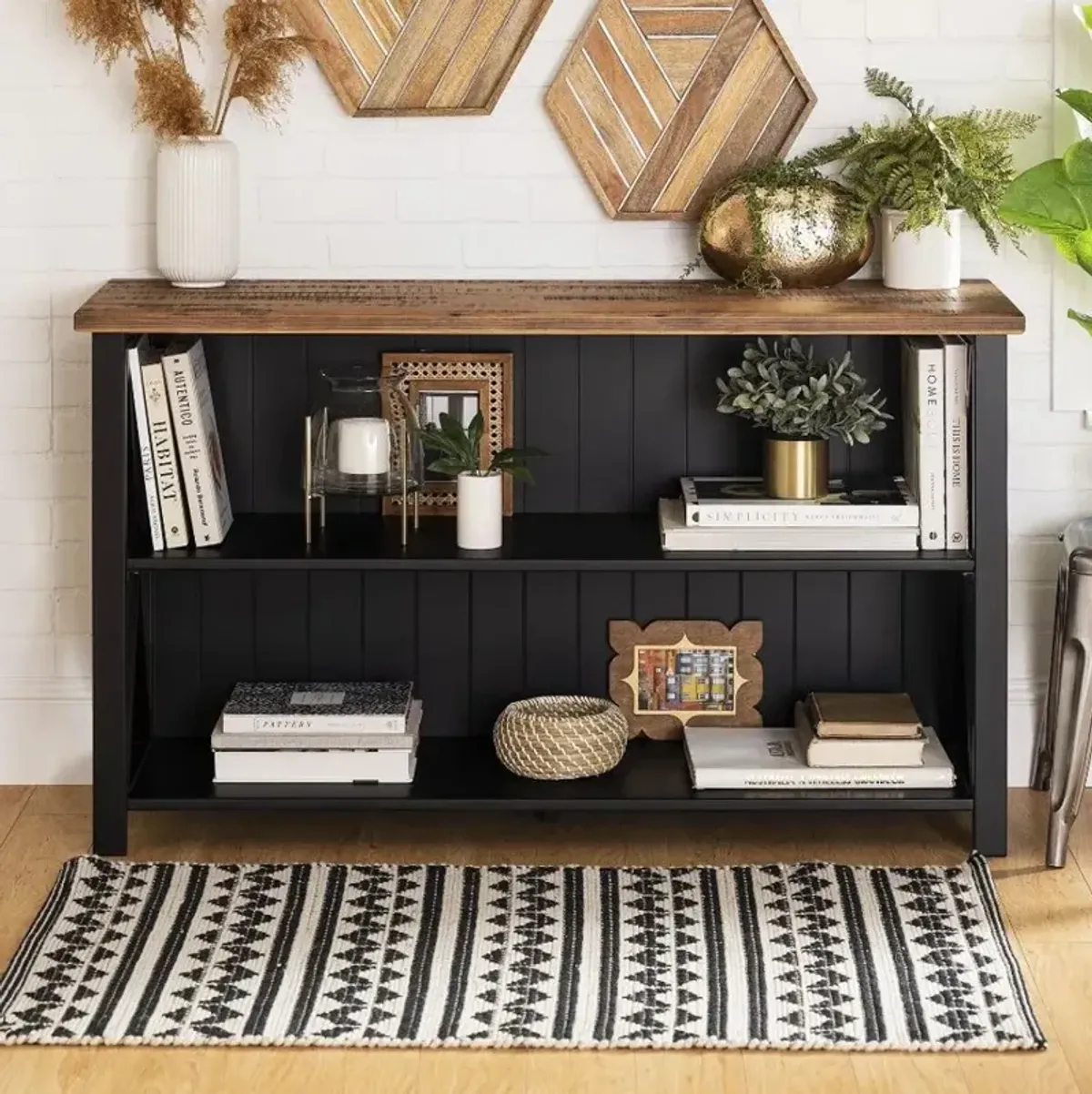 Efron Black and Wood 52 Inch Storage Console