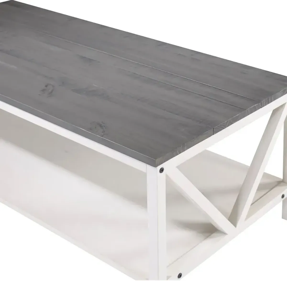 Natalee White Wash and Gray Distressed Farmhouse Coffee Table -...