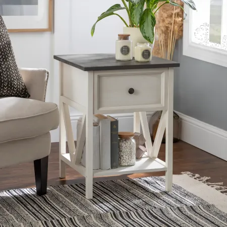 Natalee White Wash and Gray Side Table - Walker Edison