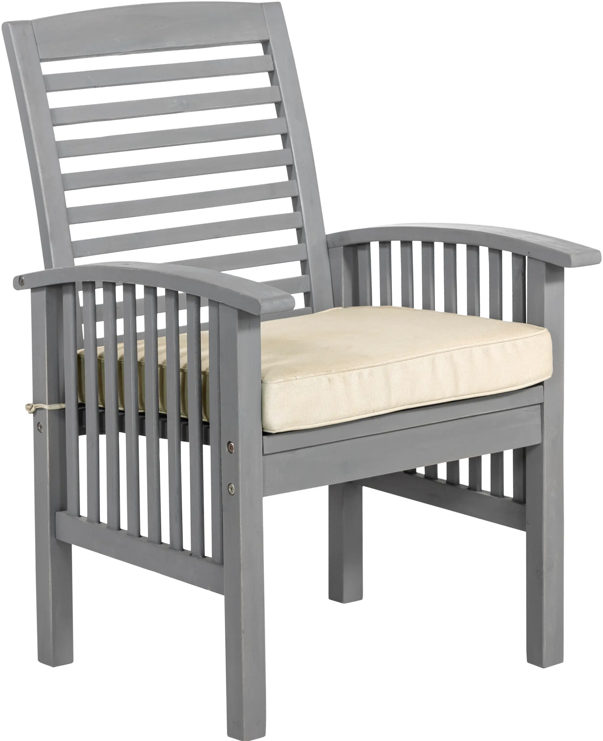 Midland Gray Patio Chairs with Cushions, Set of 2 - Walker Edison