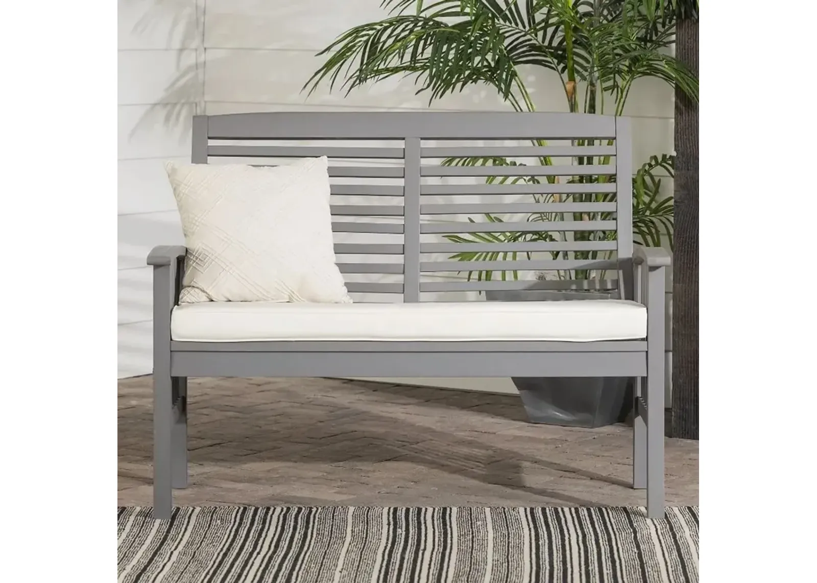 Midland Gray Patio Love Seat with Cushion - Walker Edison