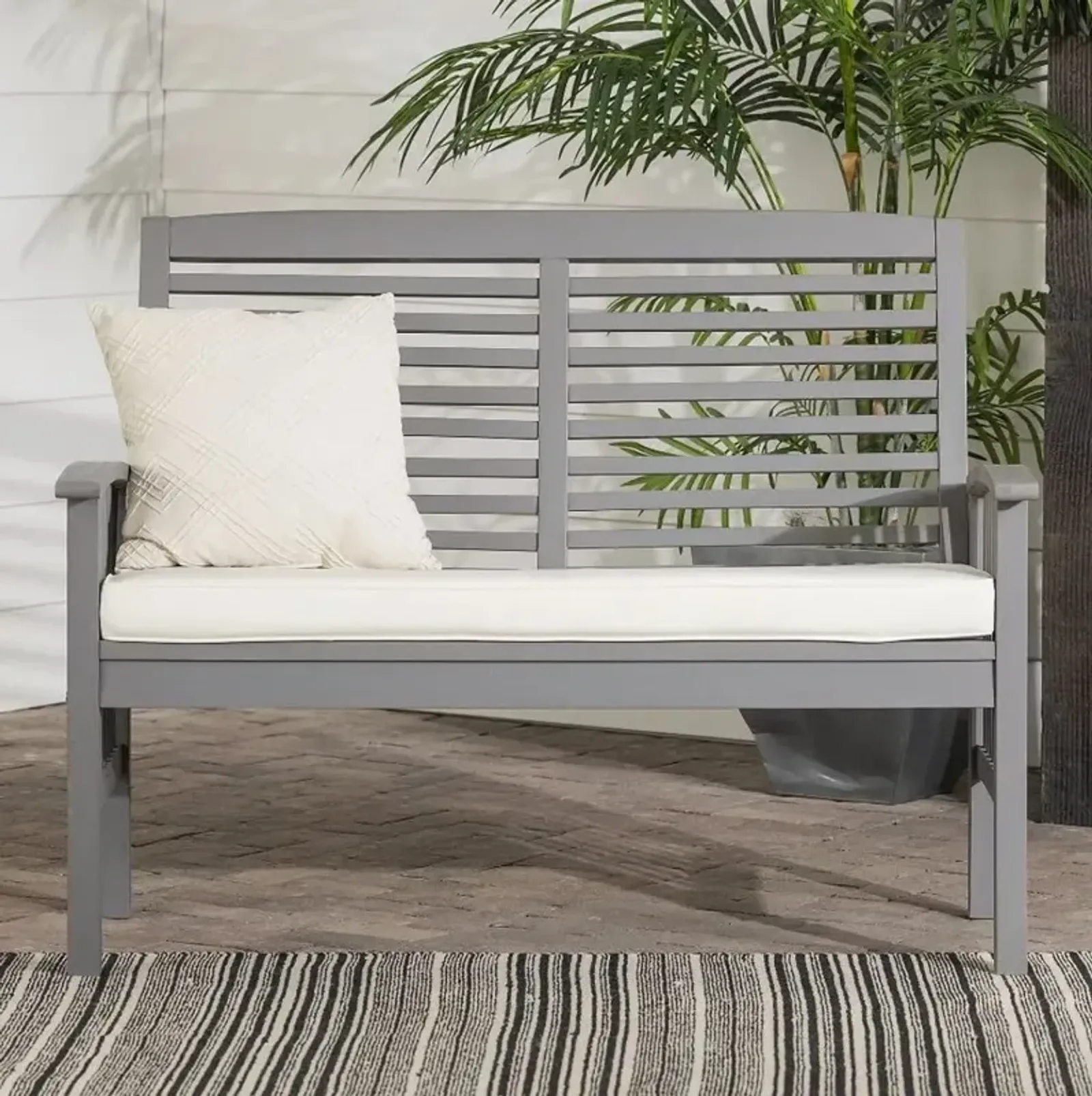 Midland Gray Patio Love Seat with Cushion - Walker Edison