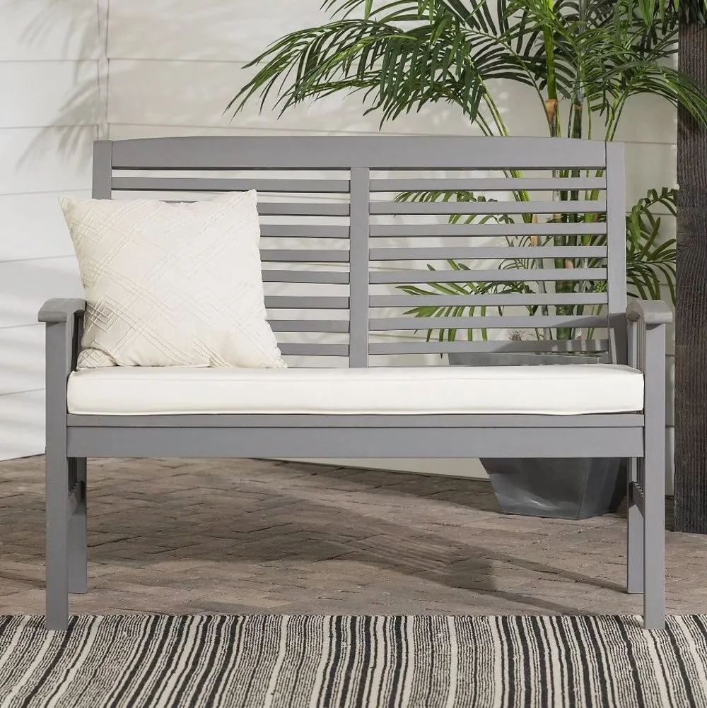 Midland Gray Patio Love Seat with Cushion - Walker Edison