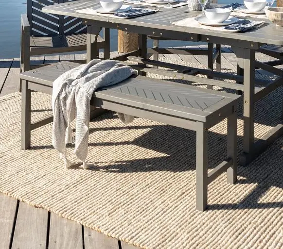 Midland Gray Acacia Wood Patio Bench - Walker Edison