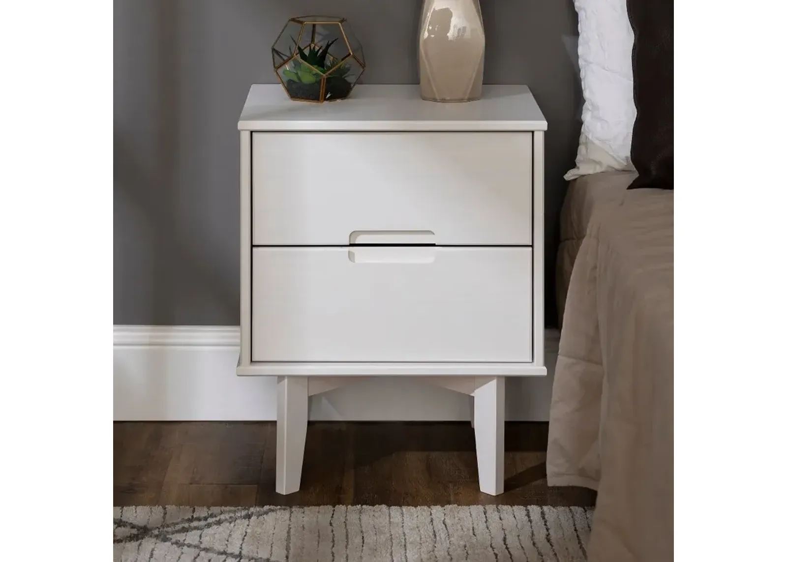 Sloane Mid-Century Modern White Nightstand - Walker Edison