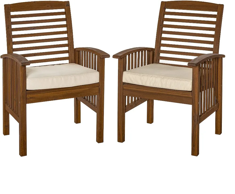 Midland Dark Brown Patio Chairs with Cushions, set of 2 - Walker...