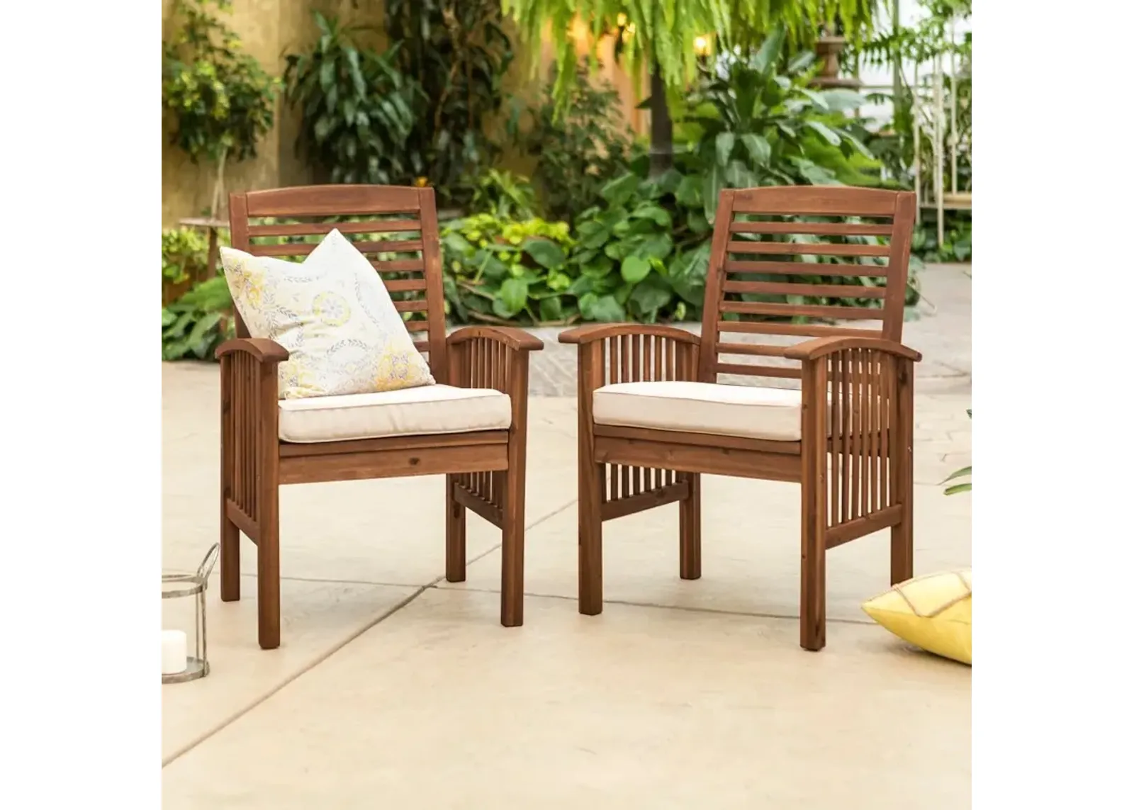 Midland Dark Brown Patio Chairs with Cushions, set of 2 - Walker...