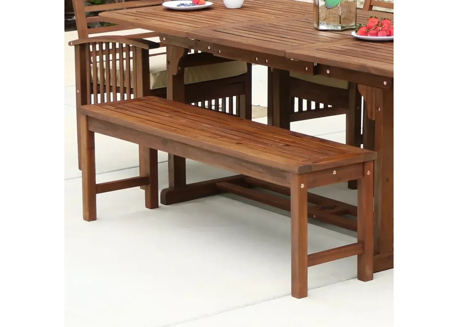 Midland Dark Brown Patio Bench - Walker Edison