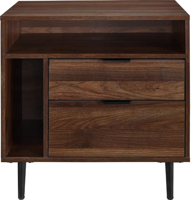 Lincoln Dark Walnut Modern Storage Side Table - Walker Edison