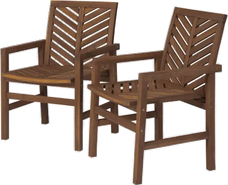 Vincent Dark Brown Patio Wood Chairs, Set of 2 - Walker Edison