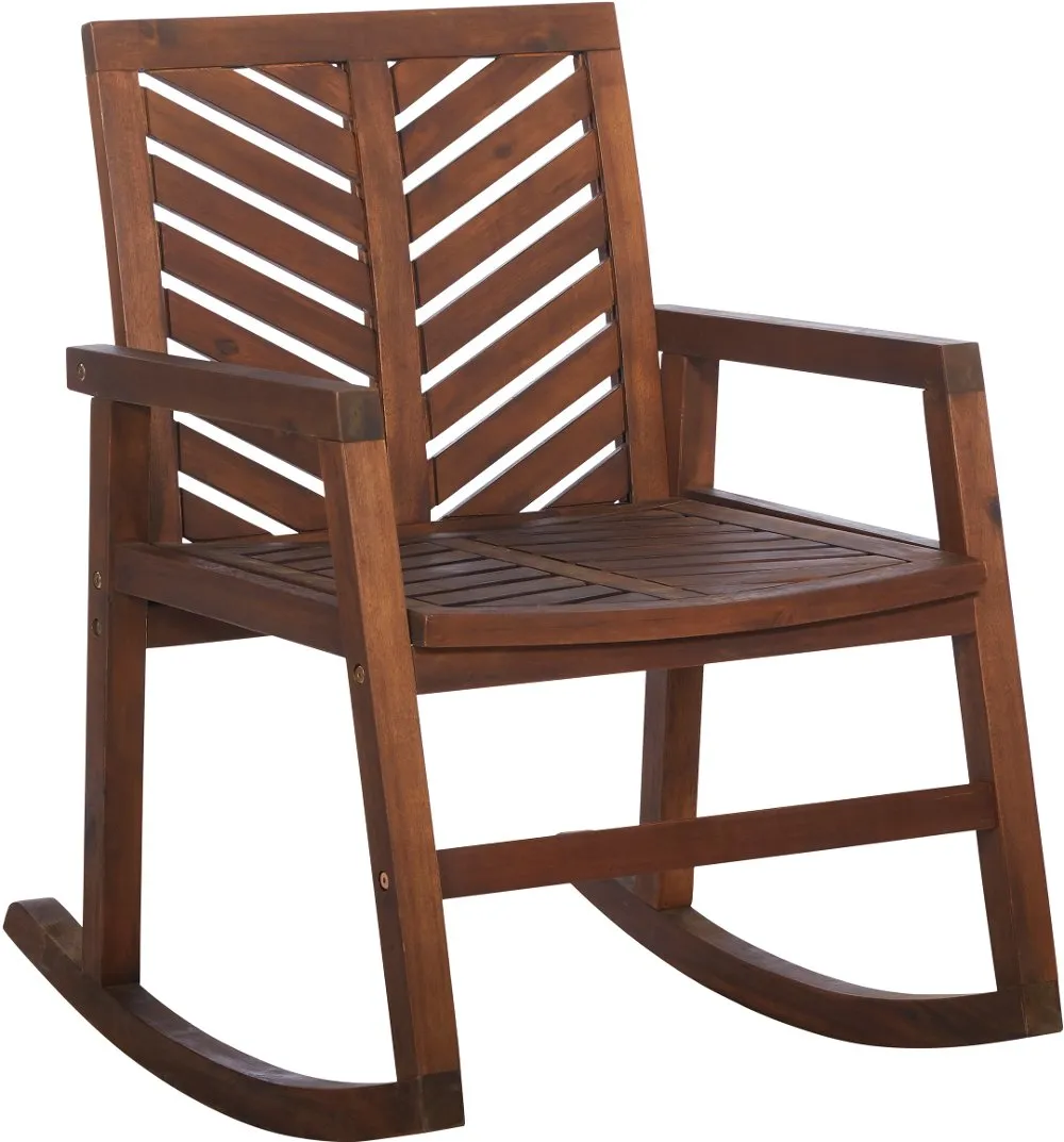 Vincent Dark Brown Chevron Rocking Chair - Walker Edison