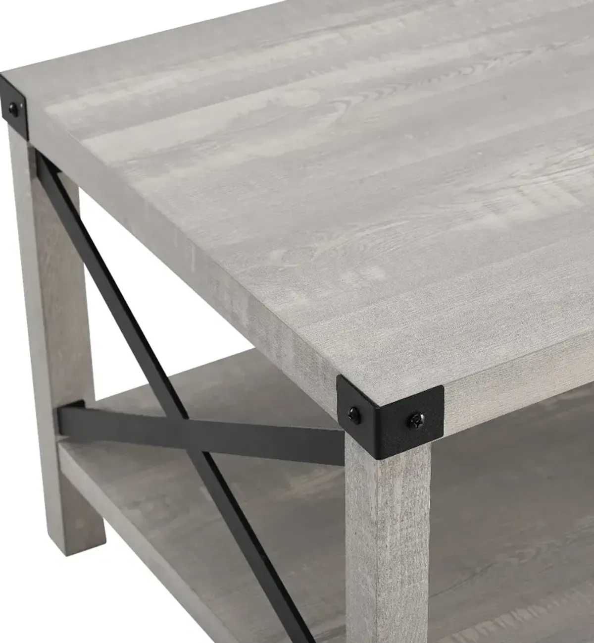 Metal X Stone Gray Farmhouse Coffee Table - Walker Edison