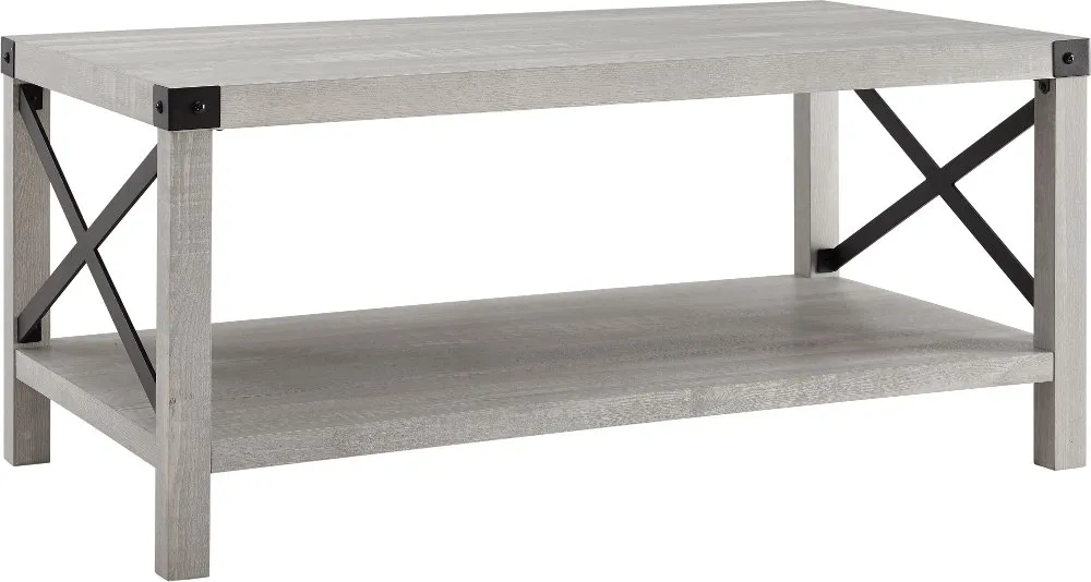 Metal X Stone Gray Farmhouse Coffee Table - Walker Edison