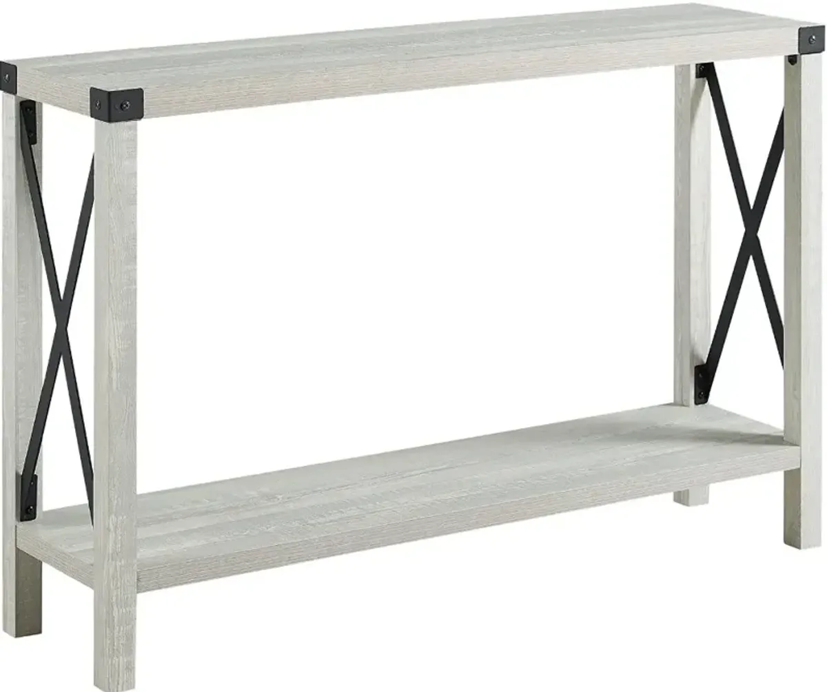 Metal X Stone Gray 46 Inch Rustic Entryway Table - Walker Edison