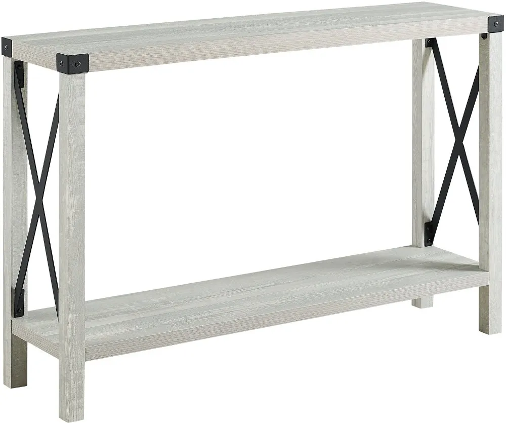 Metal X Stone Gray 46 Inch Rustic Entryway Table - Walker Edison