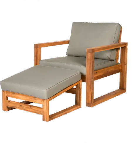 Hudson Brown Modern Patio Chair and Ottoman - Walker Edison