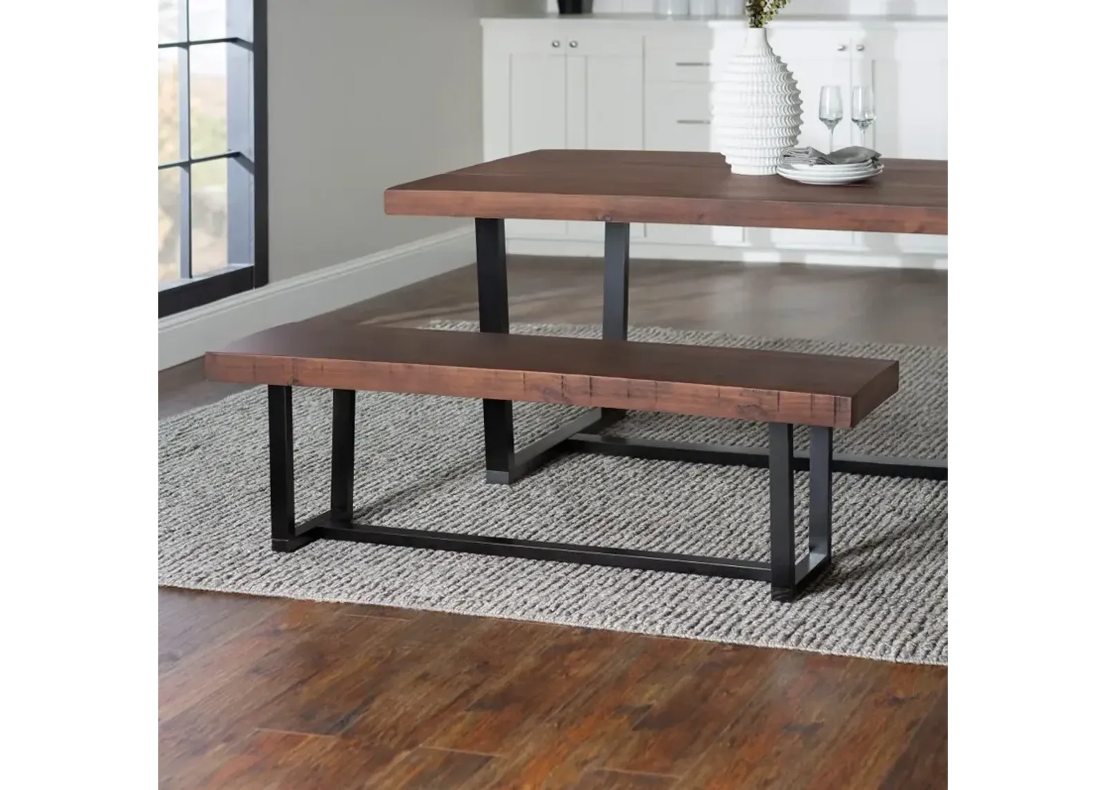 Durango Dark Brown Wood Dining Room Bench - Walker Edison