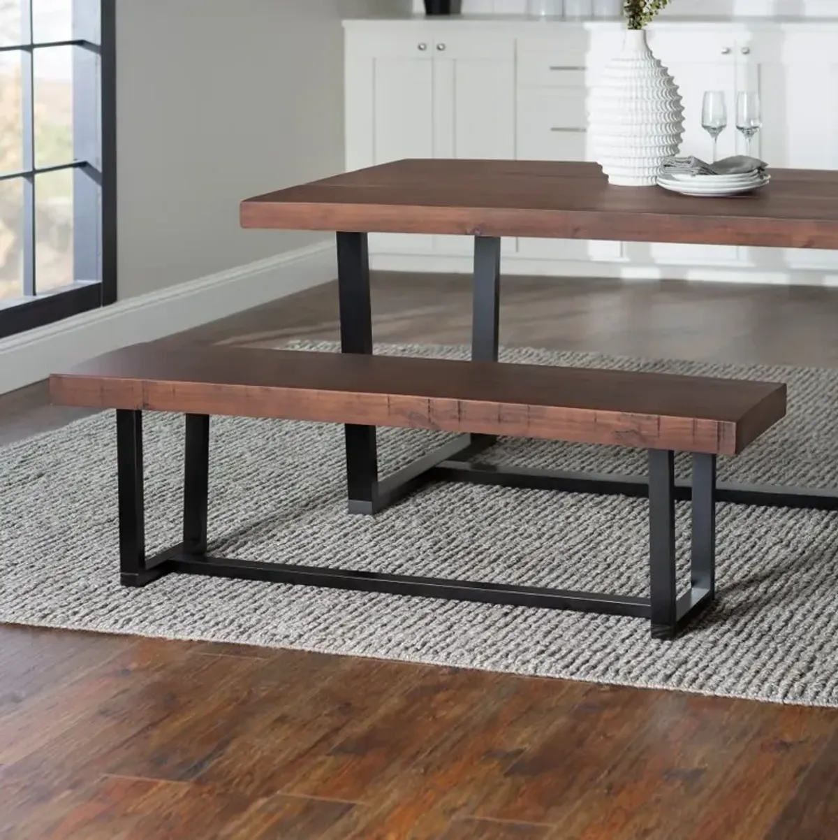 Durango Dark Brown Wood Dining Room Bench - Walker Edison