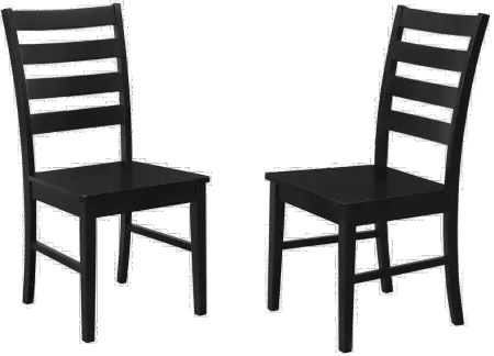 Argon Black Ladder Back Dining Room Chairs, Set of 2