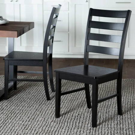 Argon Black Ladder Back Dining Room Chairs, Set of 2