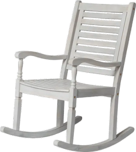 Midland White Wash Patio Wood Rocking Chair - Walker Edison