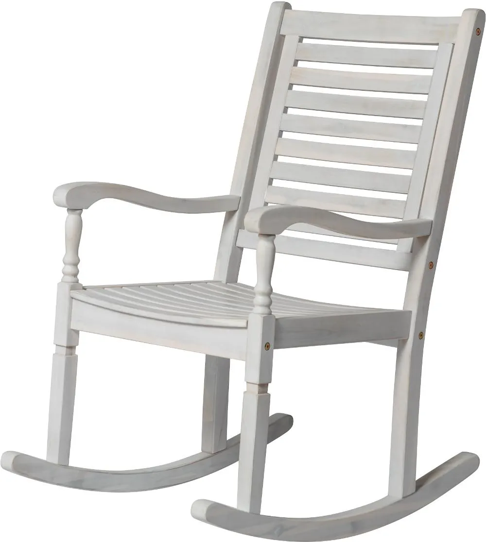 Midland White Wash Patio Wood Rocking Chair - Walker Edison