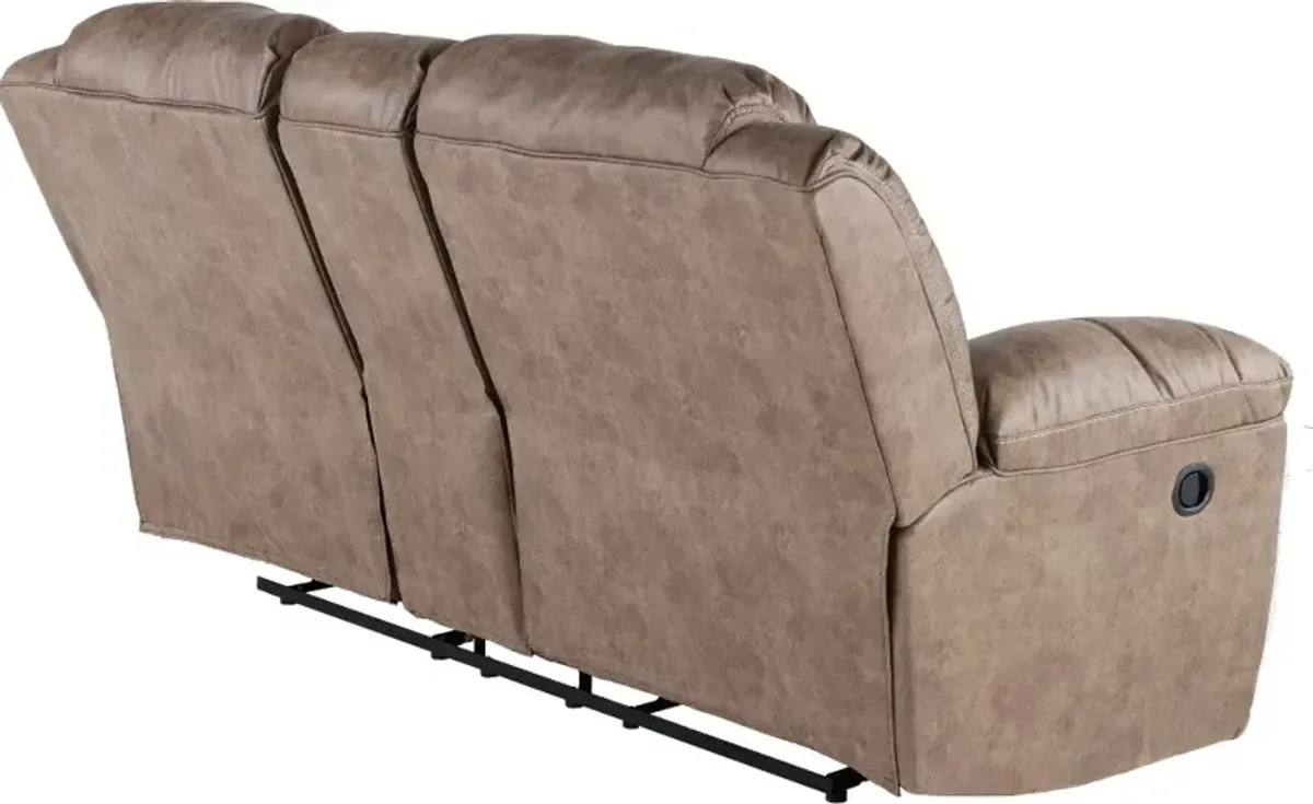 Stoneland Brown Reclining Loveseat with Console