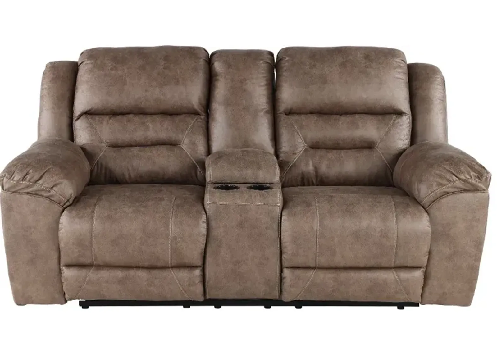 Stoneland Brown Reclining Loveseat with Console