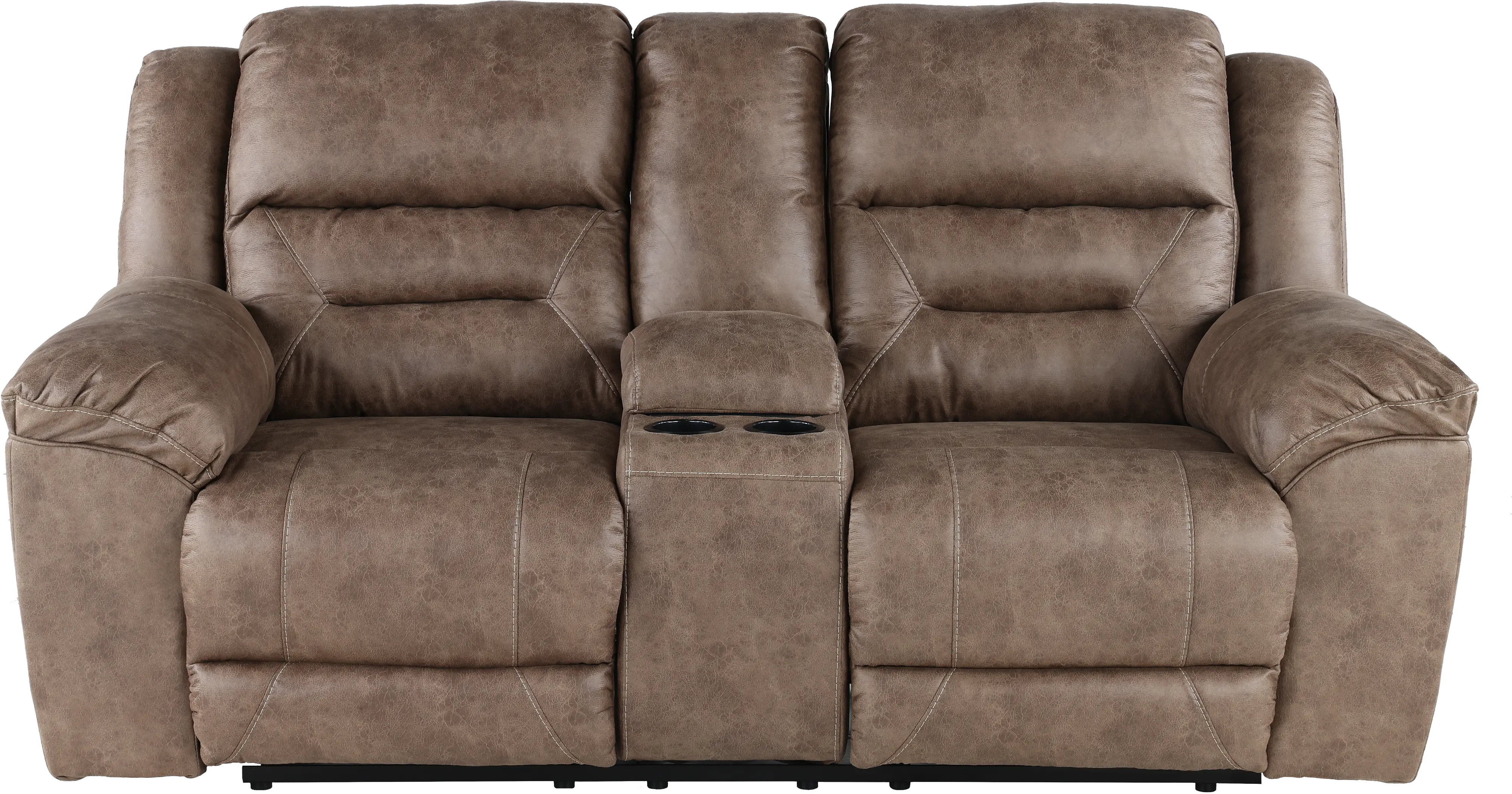 Stoneland Brown Reclining Loveseat with Console
