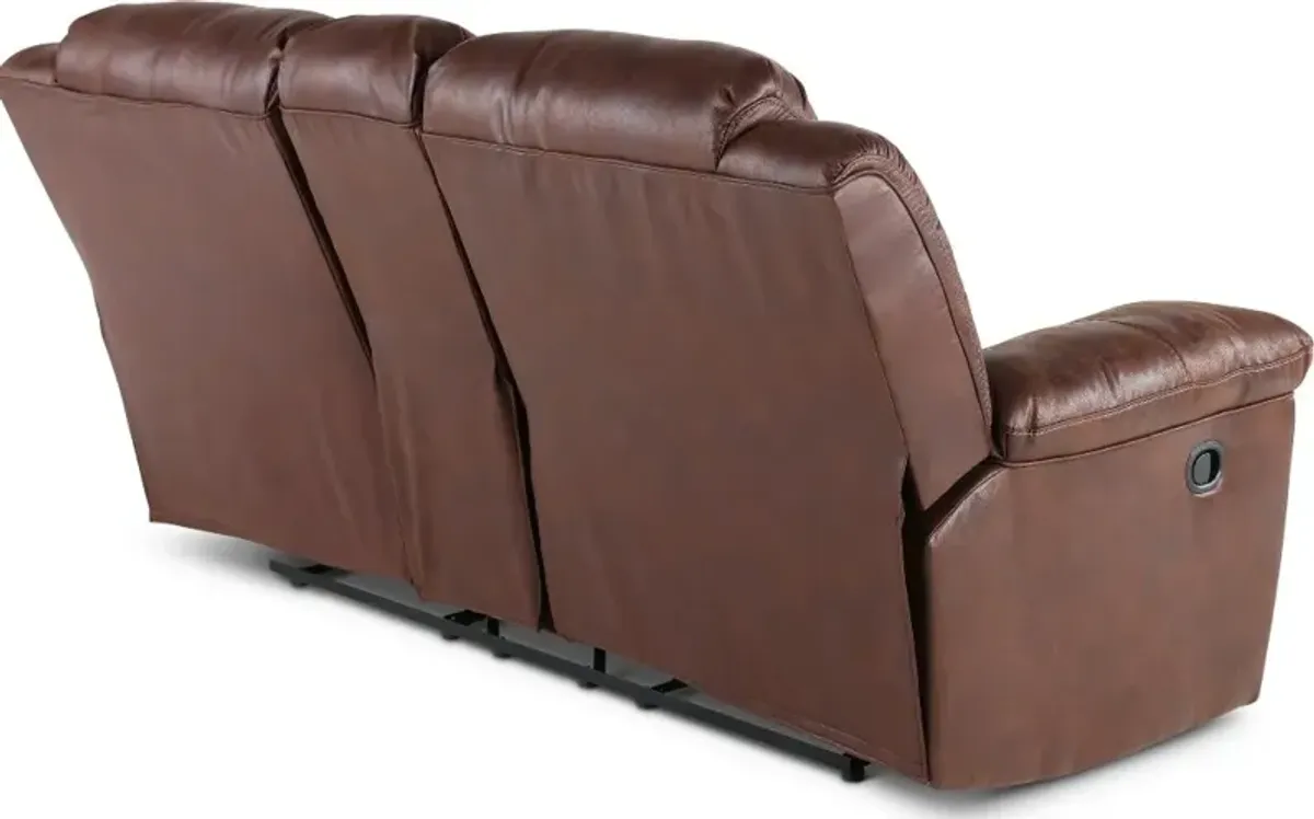 Stoneland Chocolate Brown Casual Reclining Love Seat with Center...