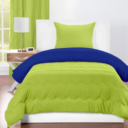 Spring Green and Blueberry Twin 3 Piece Bedding Collection