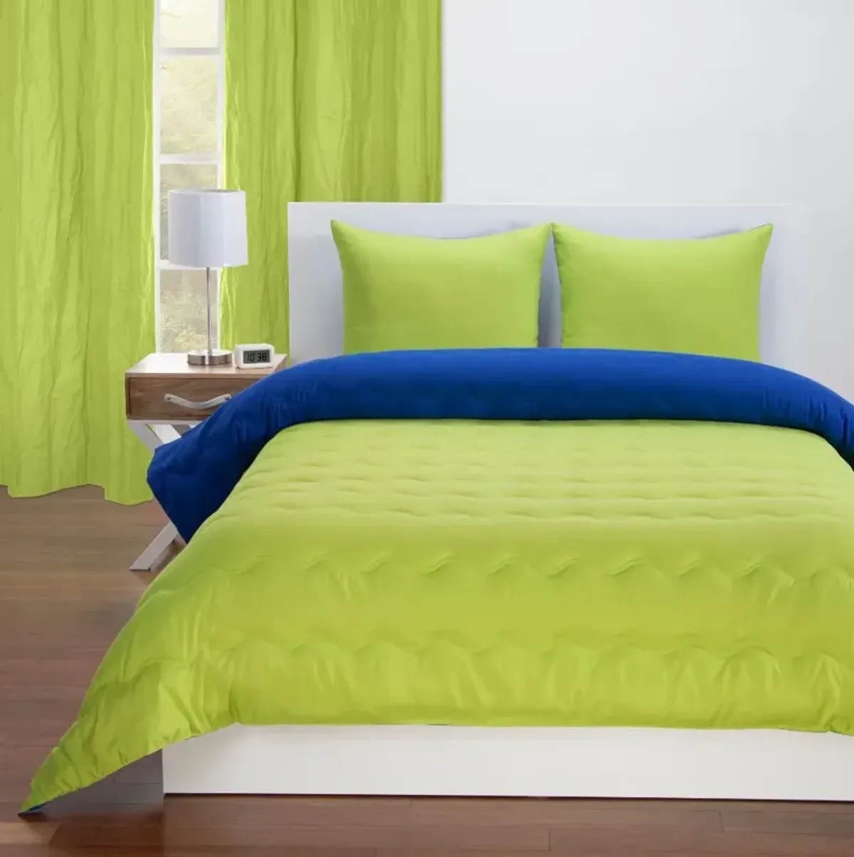 Spring Green and Blueberry Full 5 Piece Bedding Collection