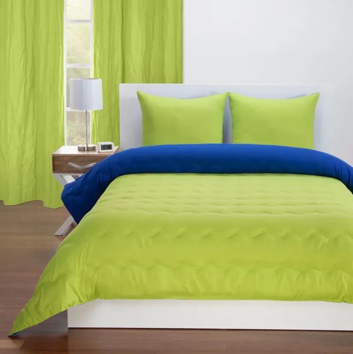 Spring Green and Blueberry Full 5 Piece Bedding Collection