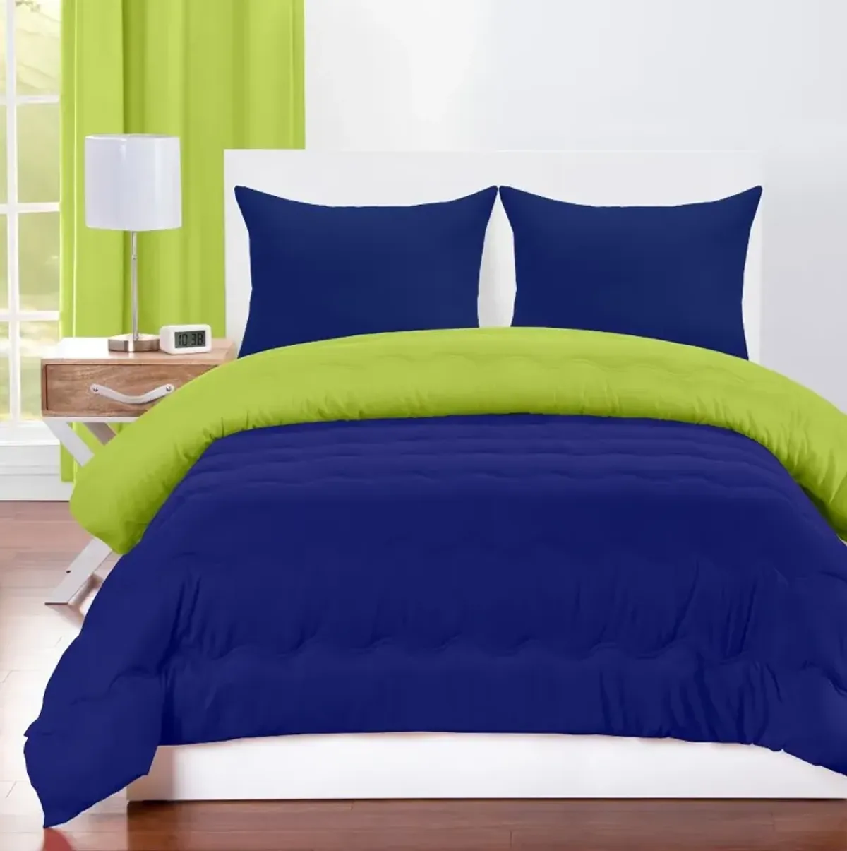 Spring Green and Blueberry Full 5 Piece Bedding Collection