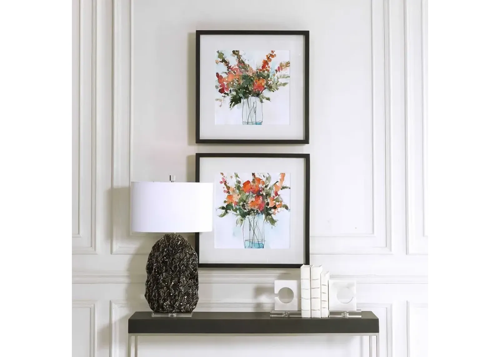 Assorted Multi Color Fresh Flower Framed Print with Black Frame