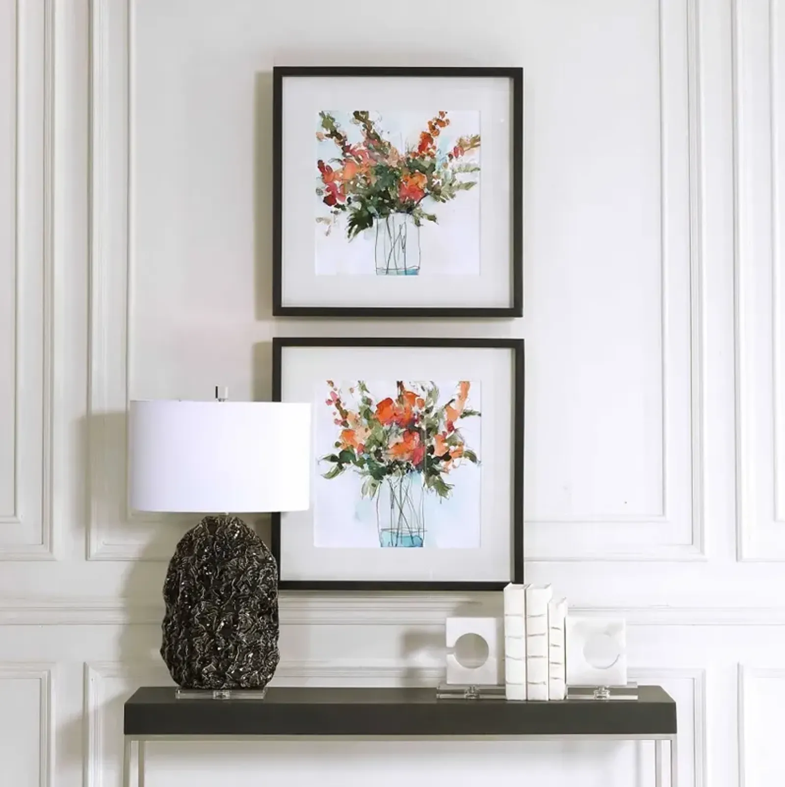 Assorted Multi Color Fresh Flower Framed Print with Black Frame