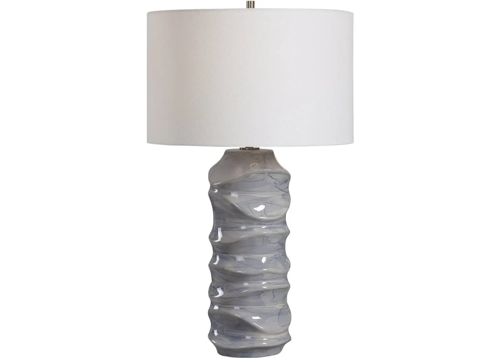 Blue and White Ceramic Sculpted Table Lamp - Waves