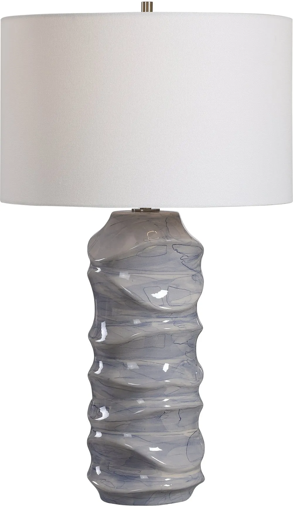 Blue and White Ceramic Sculpted Table Lamp - Waves