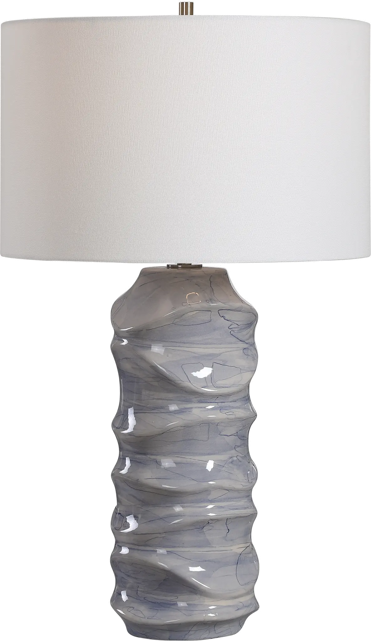 Blue and White Ceramic Sculpted Table Lamp - Waves